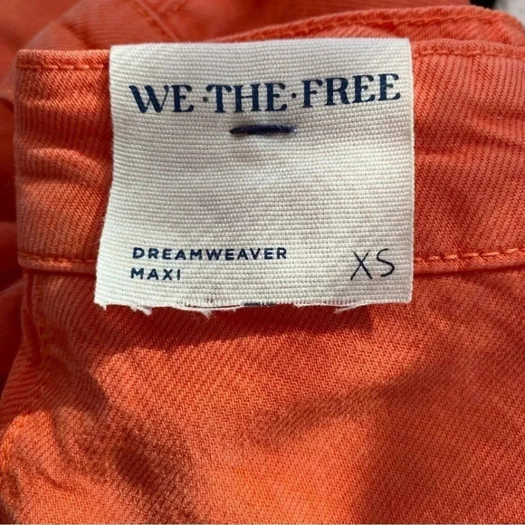 NWT Free People Dreamweaver Maxi Skirt Denim Jean Tiered High Rise Orange - Picture 6 of 16